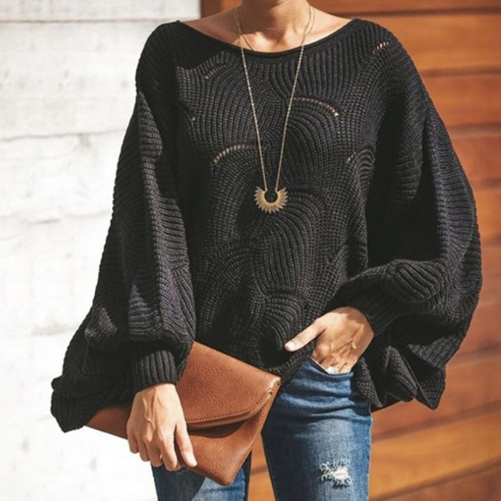 Large Size Loose Knit Long Sleeve Sweater