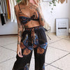 Printed Sexy Loose Sleeveless Two-Piece Set