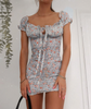 Fashion Floral Short Sleeve Printed Mini Dress