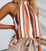 Women's Striped Sleeveless Shirt Top