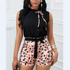 Printed Floral Vest Sleeveless Two-piece Set