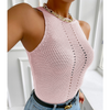 Sexy Round Neck Knit Solid Color Vest Shirt Tops