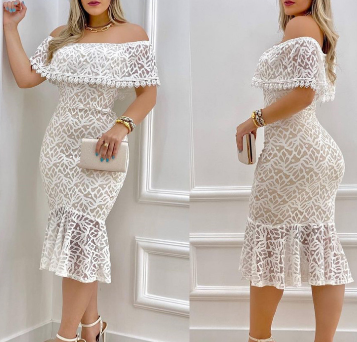 White Lace Sexy Off-Shoulder Dress