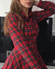 Plaid Print Button Up Irregular Shirt Dress