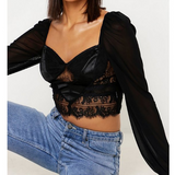 Slim Sexy Lace Wrapped Chest T-Shirt