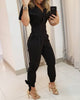 V-Neck Slim Short Sleeve Jumpsuit