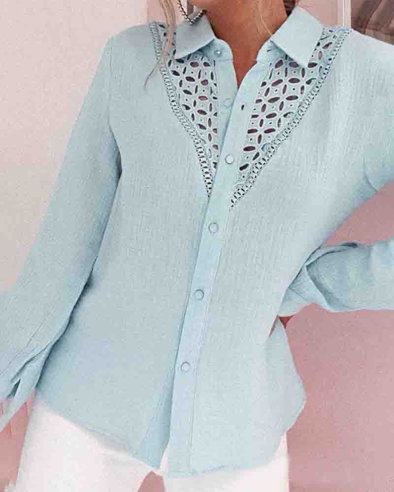 Casual Solid Color Long-Sleeved Shirt