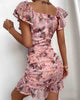 Women'S Printed Lotus Leaf Dress