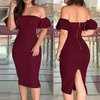 One-Shoulder Puff Sleeve Tight Dress