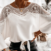 Loose Chiffon Long Sleeve Panel Lace Shirt