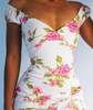 V-Neck Women's White Sleeveless Print Dress