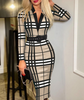 V-Neck Fashion Sexy Long Sleeve Women's Print Dress