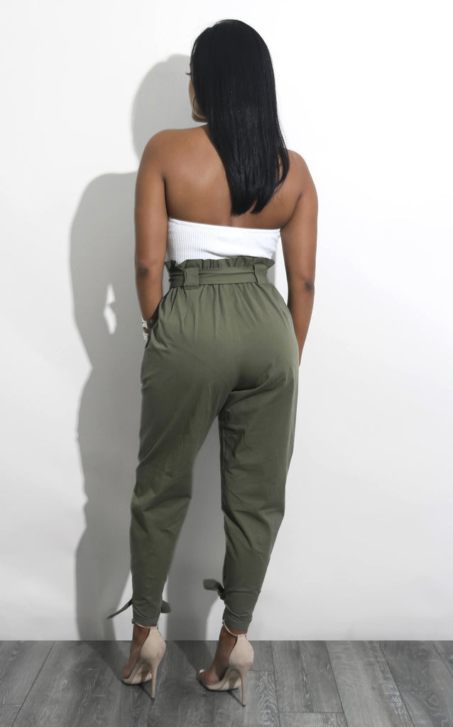 Solid Color Casual High Waist Pants