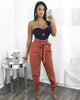 Solid Color Casual High Waist Pants