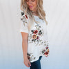 Round Neck Chiffon Print Short-Sleeved T-Shirt