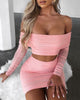 Solid Color One-Shoulder Backless Dress Suit