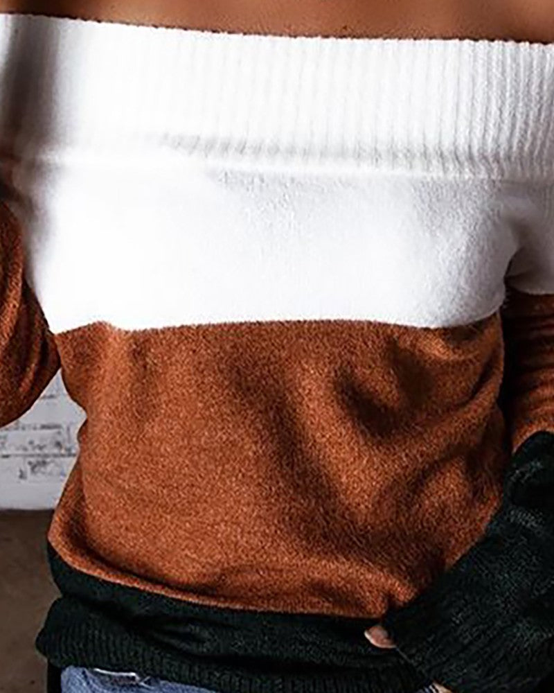 Solid Color Knitted Long Sleeve Sweater