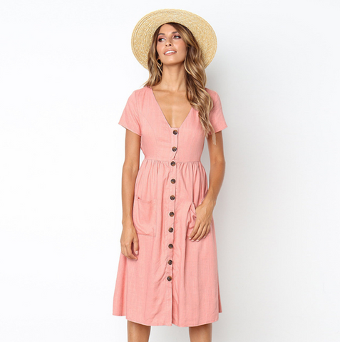 Solid Color Sexy One Word Collar Dress