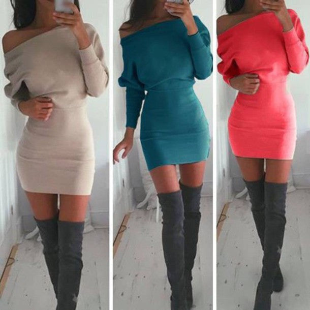 Sexy long sleeve mini dress – Shodg