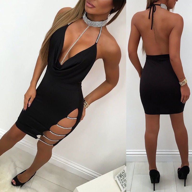 Sexy Solid Color Sling Package Hip Dress