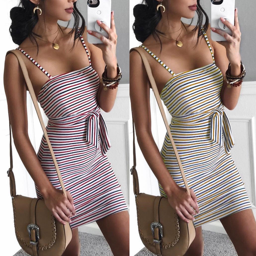 Fashion Sexy Sleeveless Stripe Dress