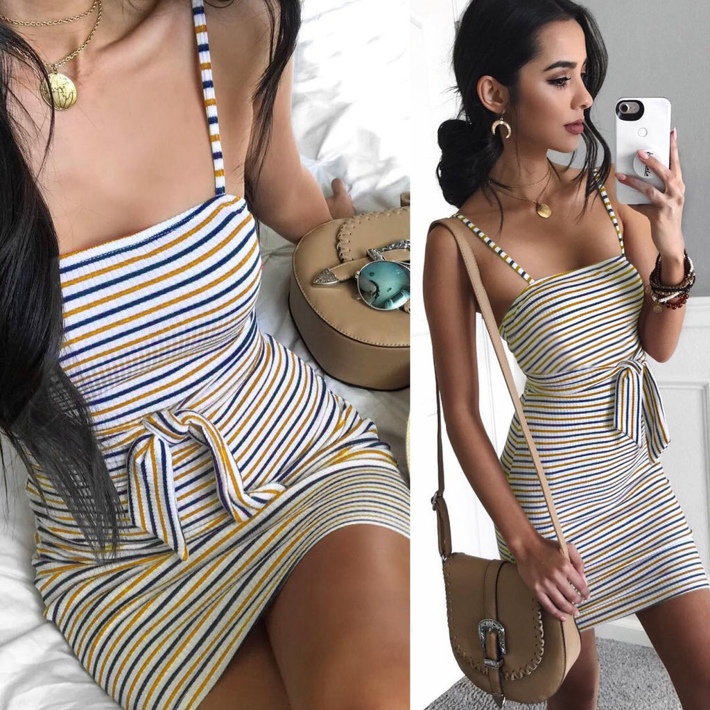 Fashion Sexy Sleeveless Stripe Dress