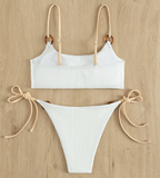 White Solid Color Sexy Bikini Swimsuit