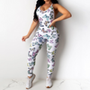 Sexy Butterfly Print Slim Backless Cross Sling Jumpsuit