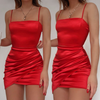 Sling Solid Color Sexy Red Sleeveless Dress