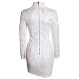 Round Neck Embroidered Sequins Long-Sleeved Dress