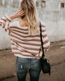 Striped Large Size Women's Knit Long Sleeve Sweater