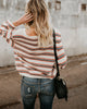 Striped Large Size Women's Knit Long Sleeve Sweater