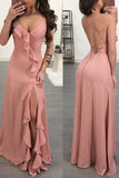 Solid Color V-Neck Halter Dress
