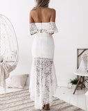 Elegant Solid Color Strapless Lace Two-Piece Dress