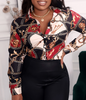 Sexy Plus Size Printed Long Sleeve Shirt Top