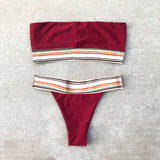 Solid Color Sexy Striped Bikini Swimwear