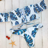 Fashion Sexy Leaf Print Bikini Split Swimsuit Bikini
