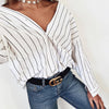 Long Sleeve V-Neck Striped Shirt