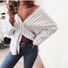 Long Sleeve V-Neck Striped Shirt