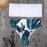 Sexy Leaf Print Bikini High Waist Swimsuit