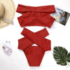 Red Word Collar Bikini Sexy Split Swimsuit