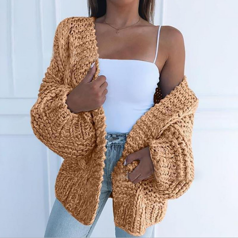 Long Sleeve Women'S Knit Hooded Cardigan Coat