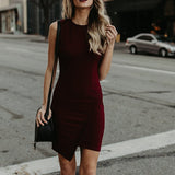Solid Color Sleeveless Slim Sexy Dress