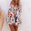 Printed Long-Sleeved Chiffon One-Shoulder Top