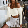 Women's Long Sleeve One-Shoulder Sexy Knitted Tops