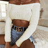 Women's Long Sleeve One-Shoulder Sexy Knitted Tops