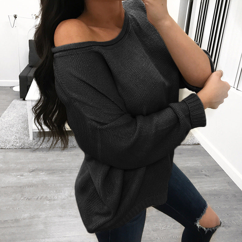 Solid Color Loose Long Sleeve Comfortable Sweater