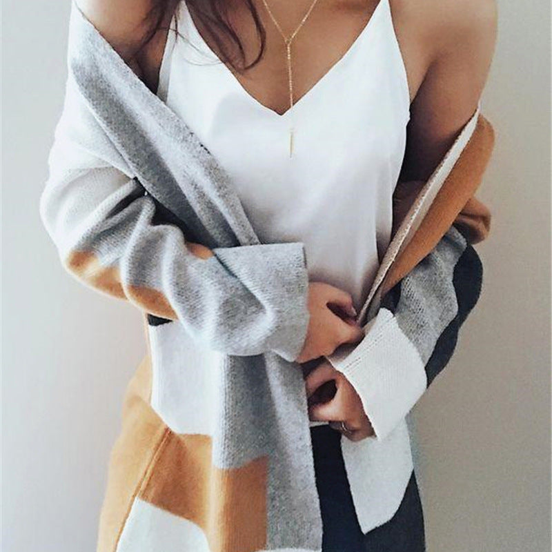 Women Knitted Long-Sleeved Sweater Coat