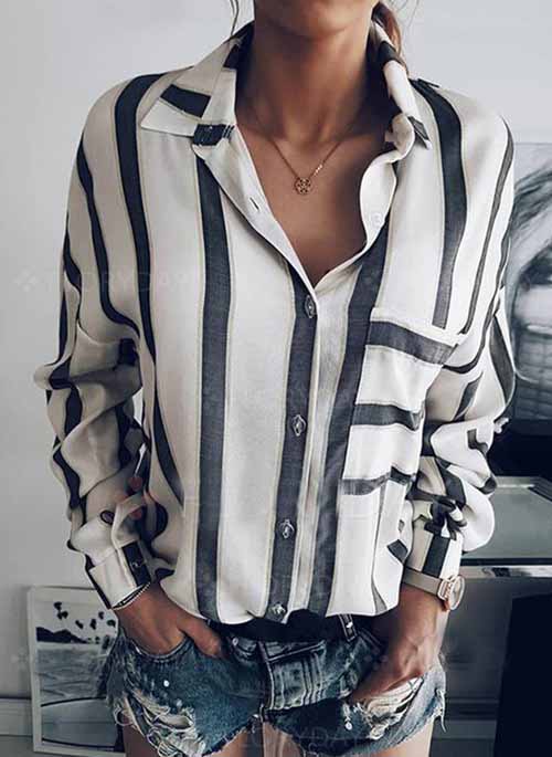 Loose Striped Long Sleeve Shirt