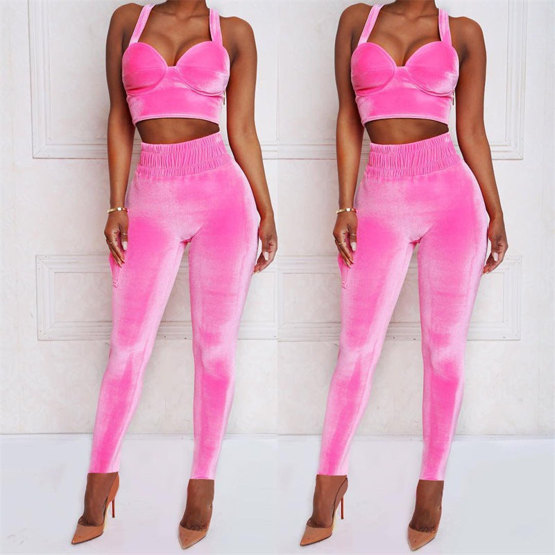 Sling Vest High Waist Two-Piece Sports Trousers